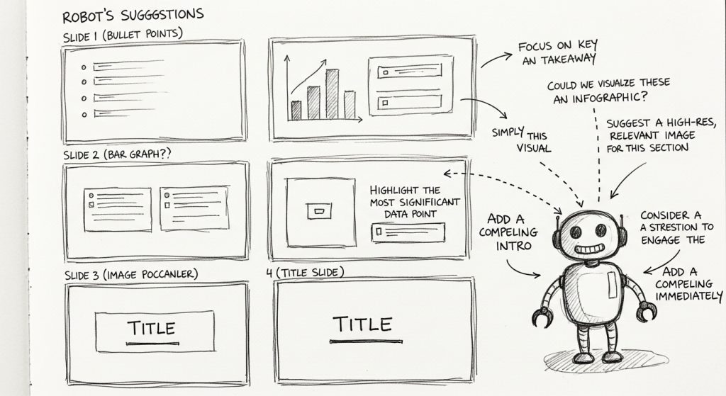 symbolic Robot ai assisting with creation of the slidedeck